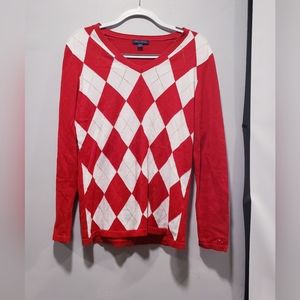 Tommy Hilfiger Red/White Diamond Sweater Women's
